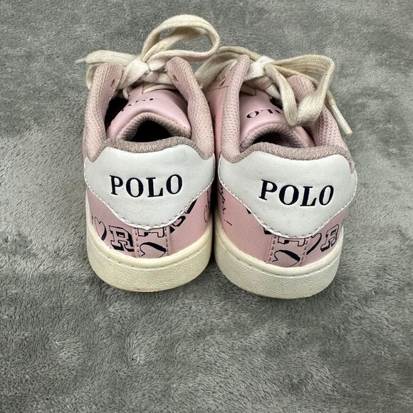 Polo Ralph Lauren Kids Pink Graphic Print Low Top Sneakers Lace Up Size 1 - Picture 6 of 10
